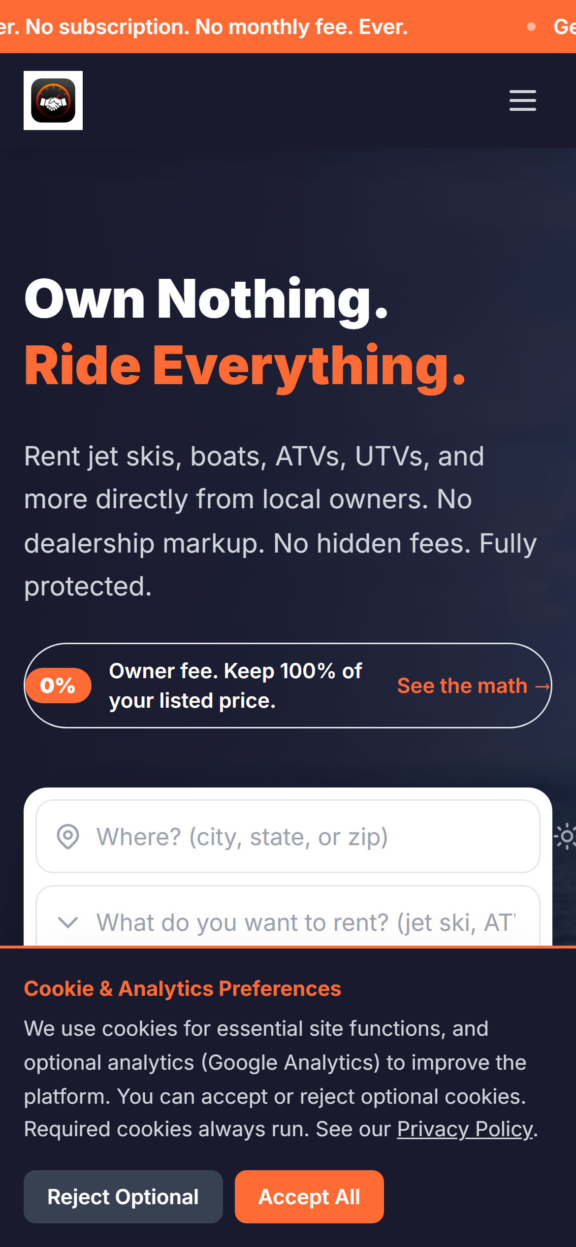 ThrottleShare app Home screen
